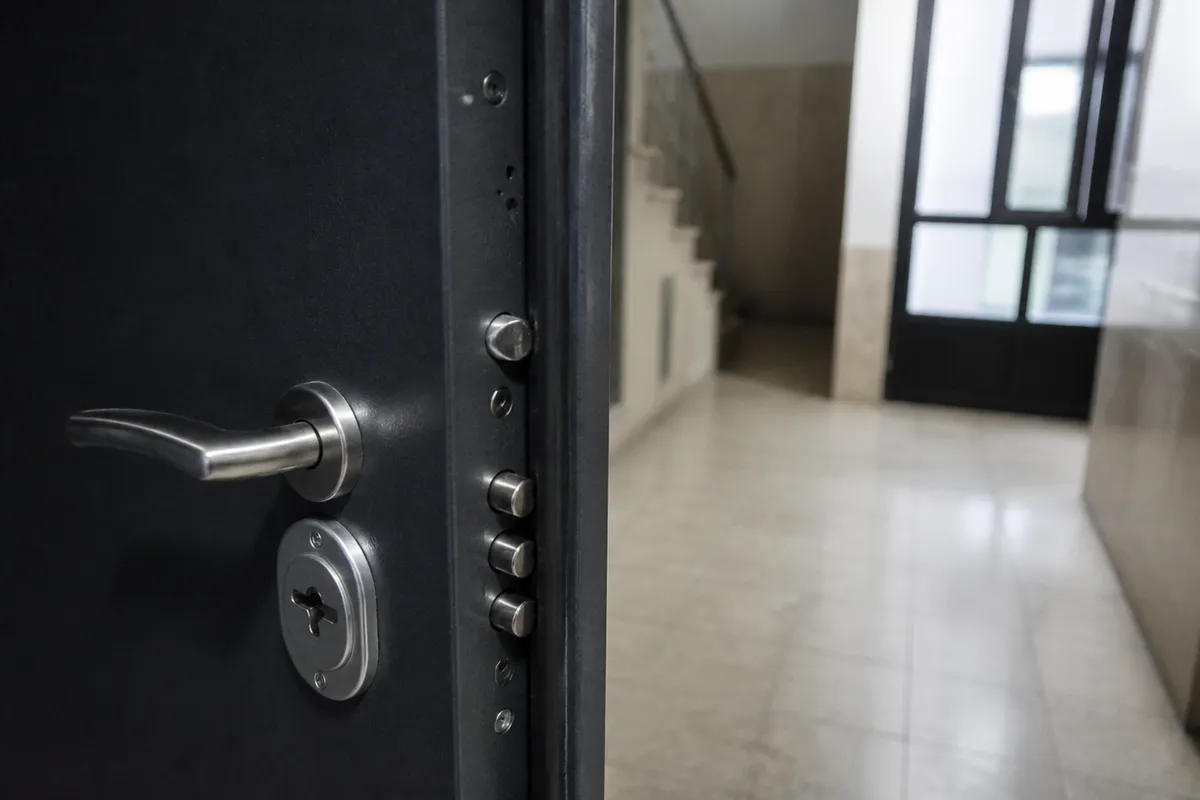 Puerta blindada en un edificio de Murcia preparada para apertura de cerrajería